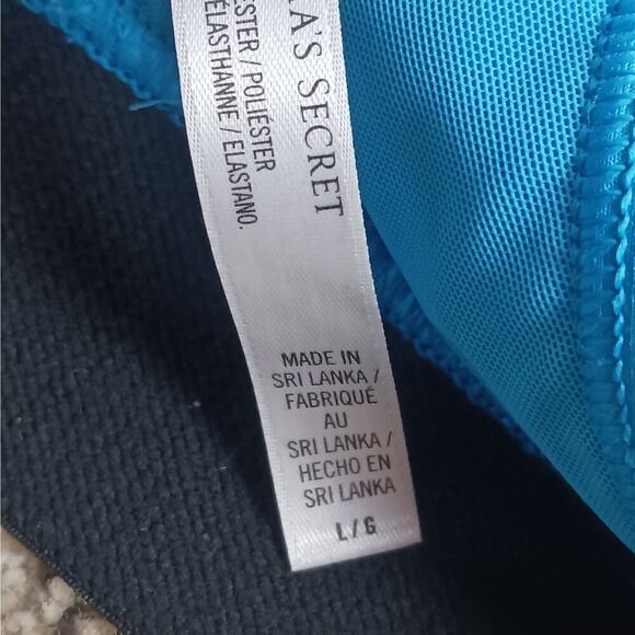 Victoria Sport VSX Sports Bra Size Large Blue Black Racerback Activewear - Picture 4 of 5